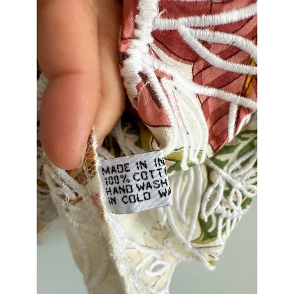 Juliet Dunn | Baby Doll Top Floral Print Embroidered | Sz S (Sz 1) - Picture 8 of 9